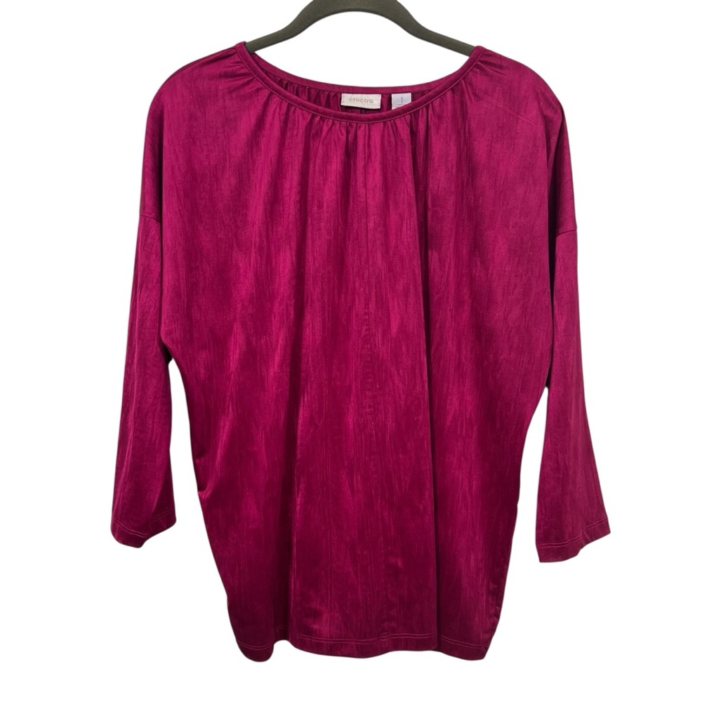 Chico's Women's Fuchsia Blouse Sz 1/Med3/4 Sleeve